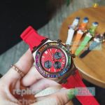 New Upgrade Clone Audemars Piguet Royal Oak Offshore Colorful Diamond Bezel Red Rubber Strap Watch